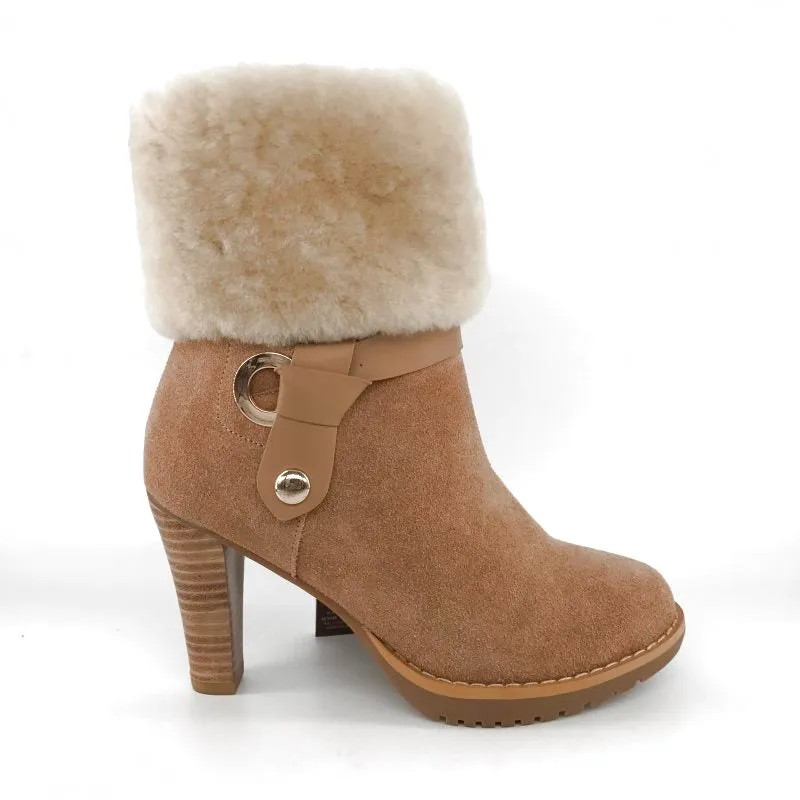 MUBO UGG BOOTS High Heel Insole TPR Sole Chestnut