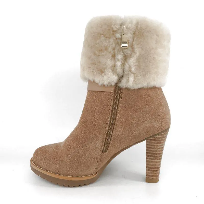 MUBO UGG BOOTS High Heel Insole TPR Sole Chestnut