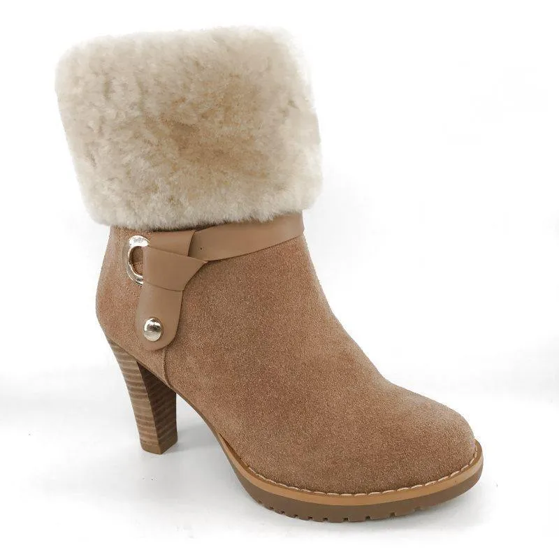 MUBO UGG BOOTS High Heel Insole TPR Sole Chestnut