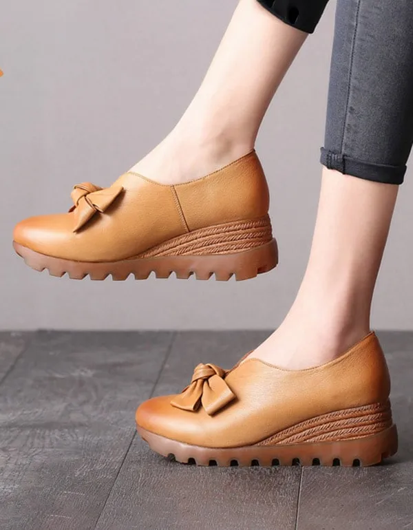 New Bowknot Elegant Vintage Wedge Shoes