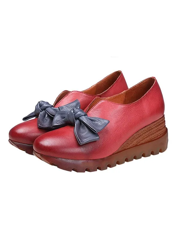 New Bowknot Elegant Vintage Wedge Shoes