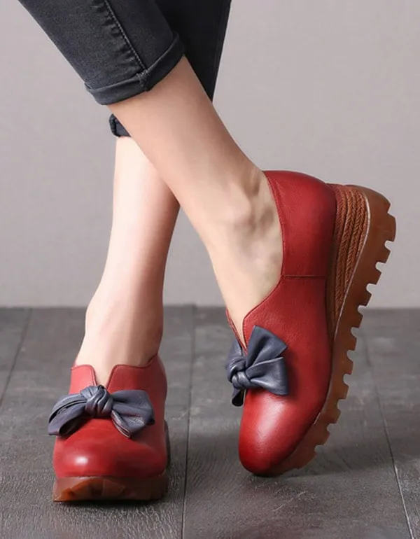 New Bowknot Elegant Vintage Wedge Shoes