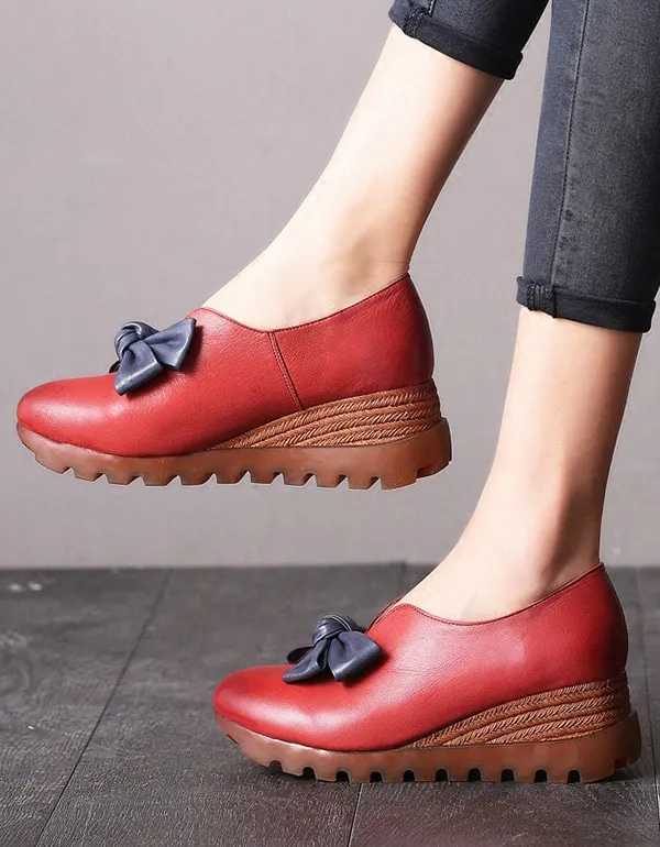 New Bowknot Elegant Vintage Wedge Shoes