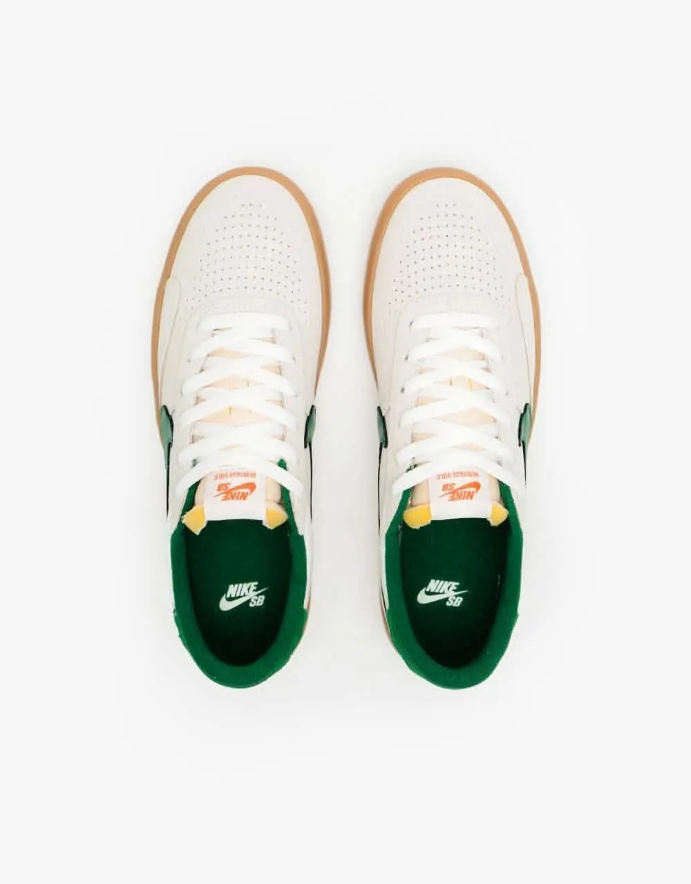 Nike SB Heritage Vulc Skate Shoes - Sail/Gorge Green-Sail-Safety Orange