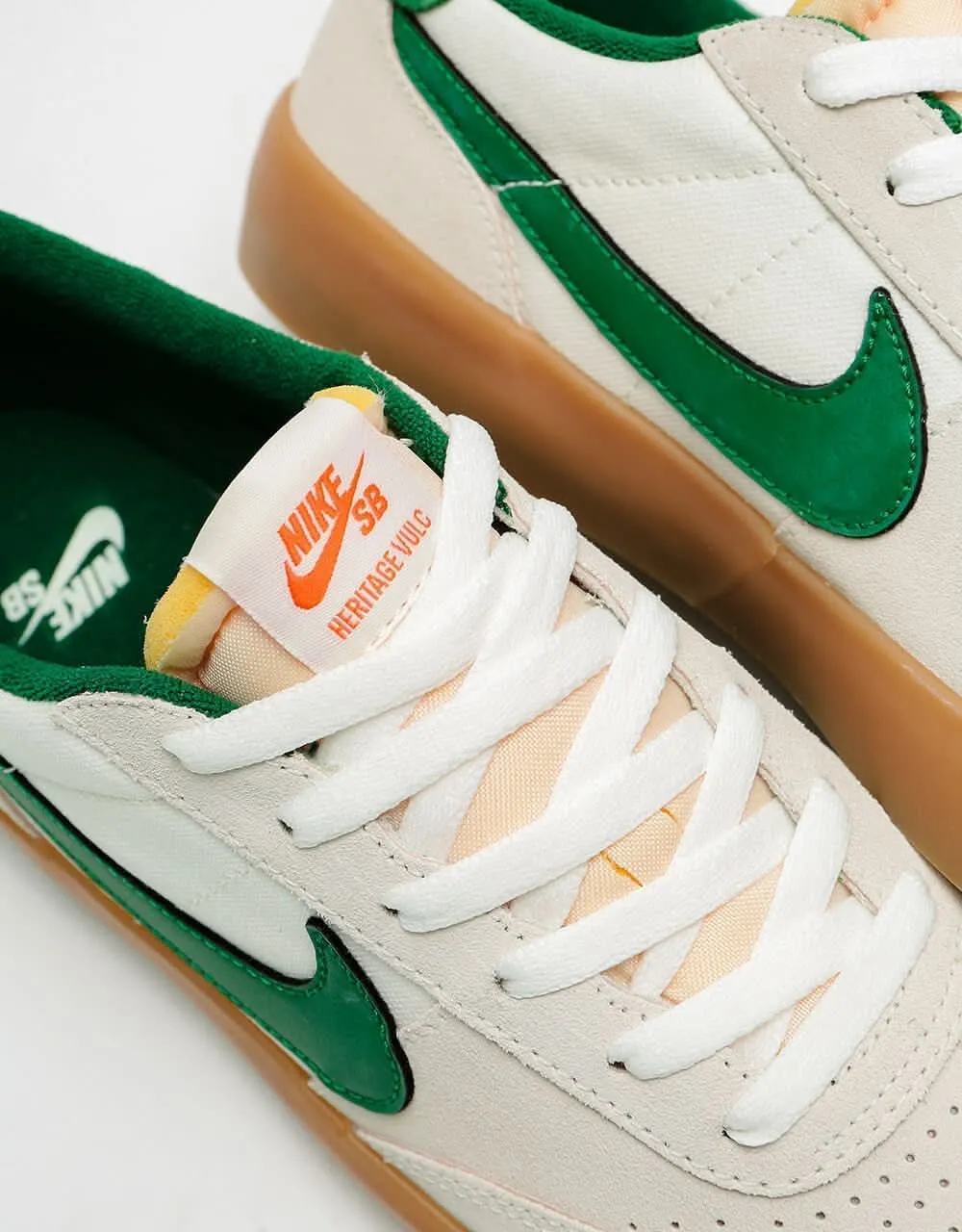 Nike SB Heritage Vulc Skate Shoes - Sail/Gorge Green-Sail-Safety Orange