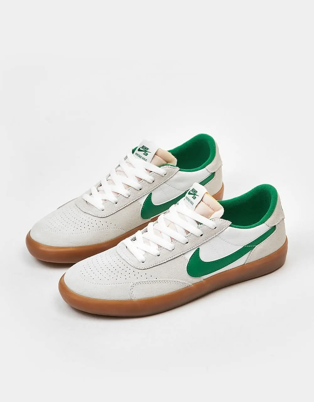 Nike SB Heritage Vulc Skate Shoes - Summit White/Lucky Green-White