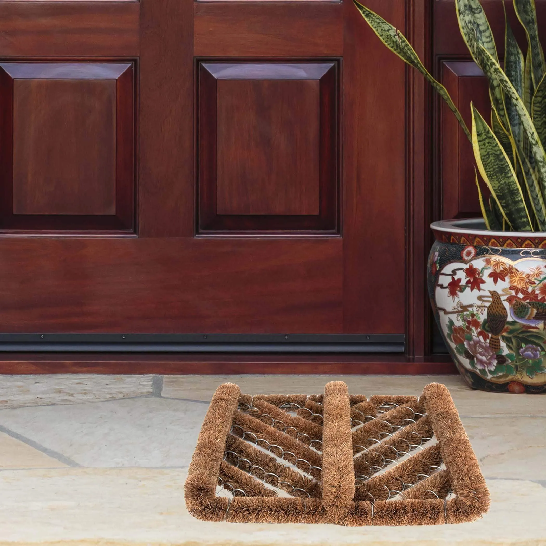 Ninamar Natural Coir Boot Scrubber Door Mat - 12 x 13 inch