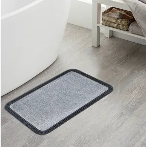 OnlyMat Luxury Soft Mat - Entrance, Kitchen, Bathroom, Bedside - Plain Grey - Large Size (40cm X 60cm)