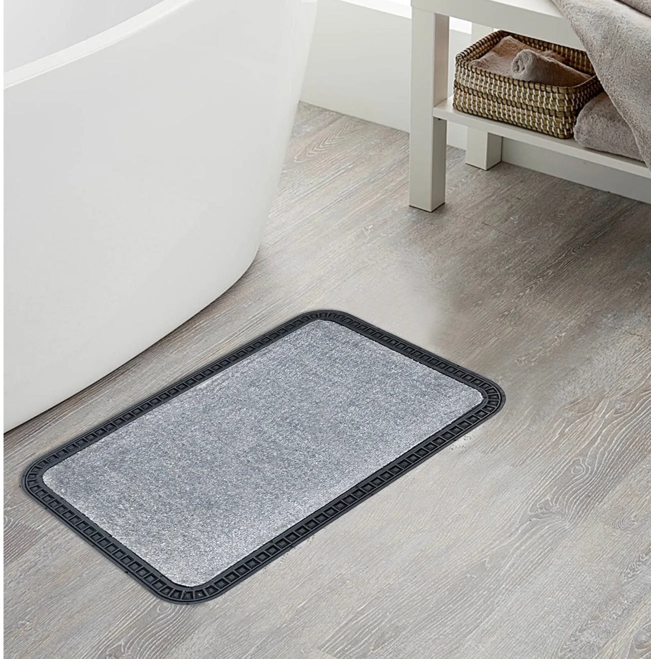 OnlyMat Luxury Soft Mat - Entrance, Kitchen, Bathroom, Bedside - Plain Grey - Large Size (40cm X 60cm)