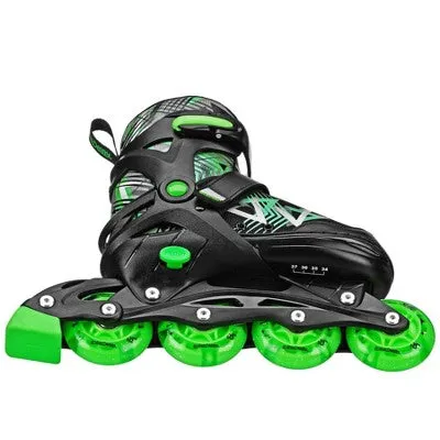 Open Box - Derby Stryde Lighted Boys' Adjustable Inline Skate - Black/Green M