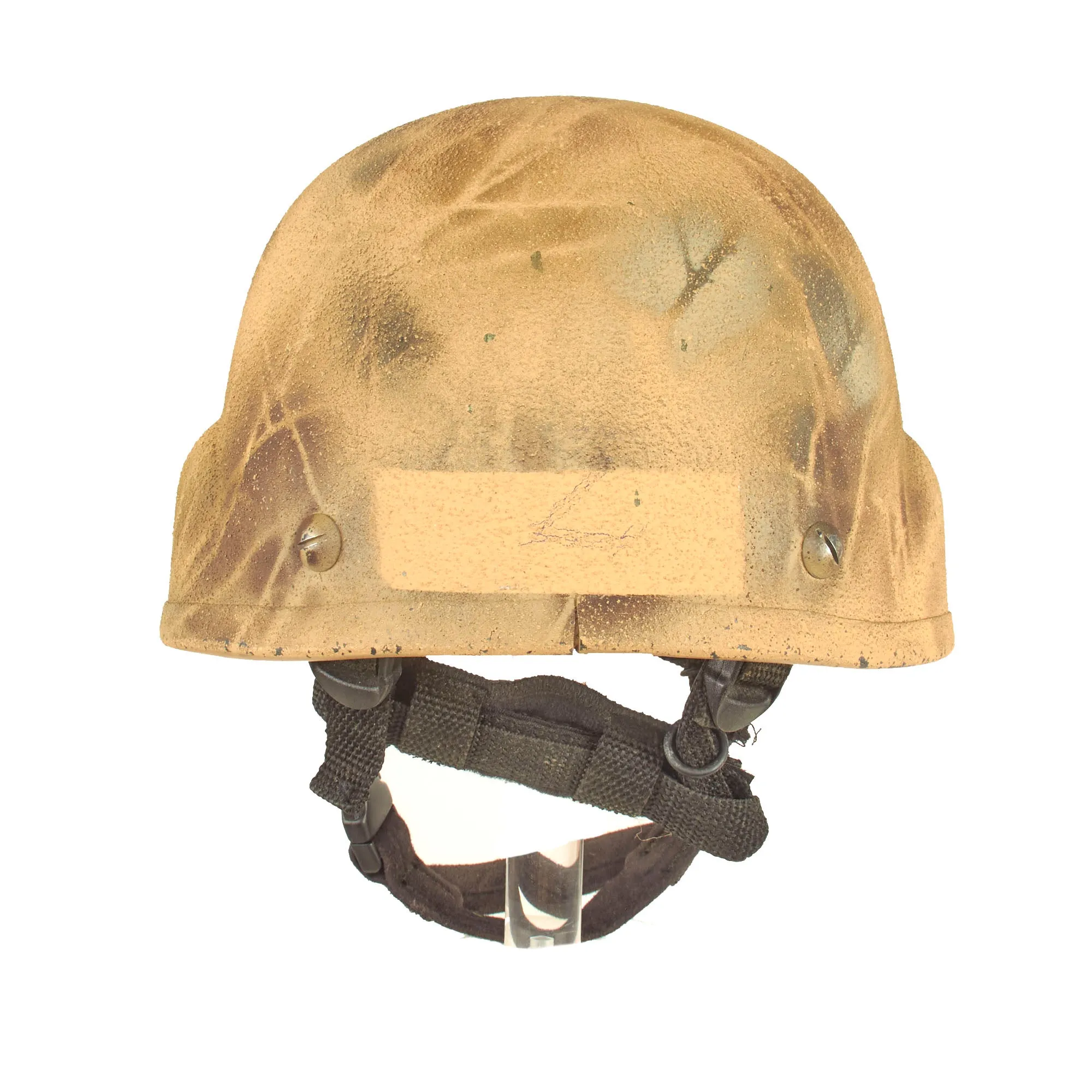 Original U.S. Global War on Terror Modular Integrated Communications Helmet (MICH) Complete With Foliage Overspray Applied Paint, Chinstrap and Suspension System