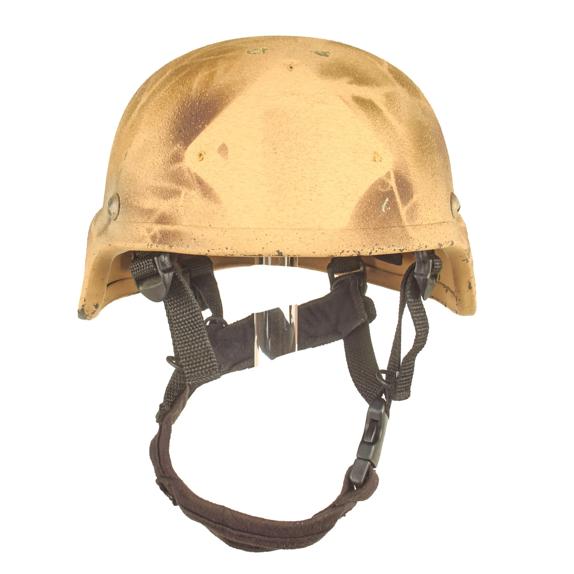 Original U.S. Global War on Terror Modular Integrated Communications Helmet (MICH) Complete With Foliage Overspray Applied Paint, Chinstrap and Suspension System