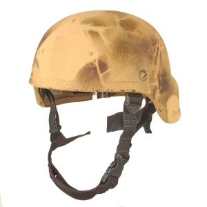 Original U.S. Global War on Terror Modular Integrated Communications Helmet (MICH) Complete With Foliage Overspray Applied Paint, Chinstrap and Suspension System