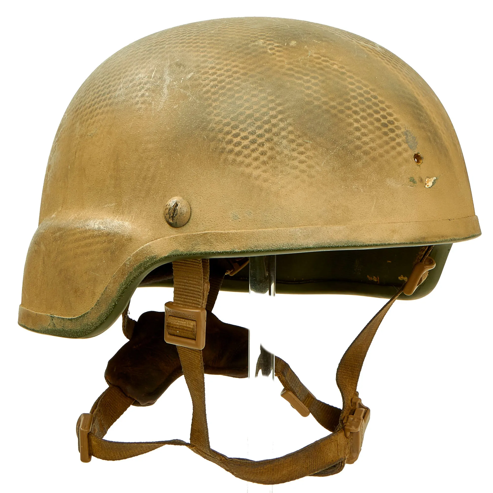 Original U.S. Global War on Terror Modular Integrated Communications Helmet (MICH) Complete With Mesh Laundry Bag Applied Paint, Chinstrap and Gel Pad Inserts