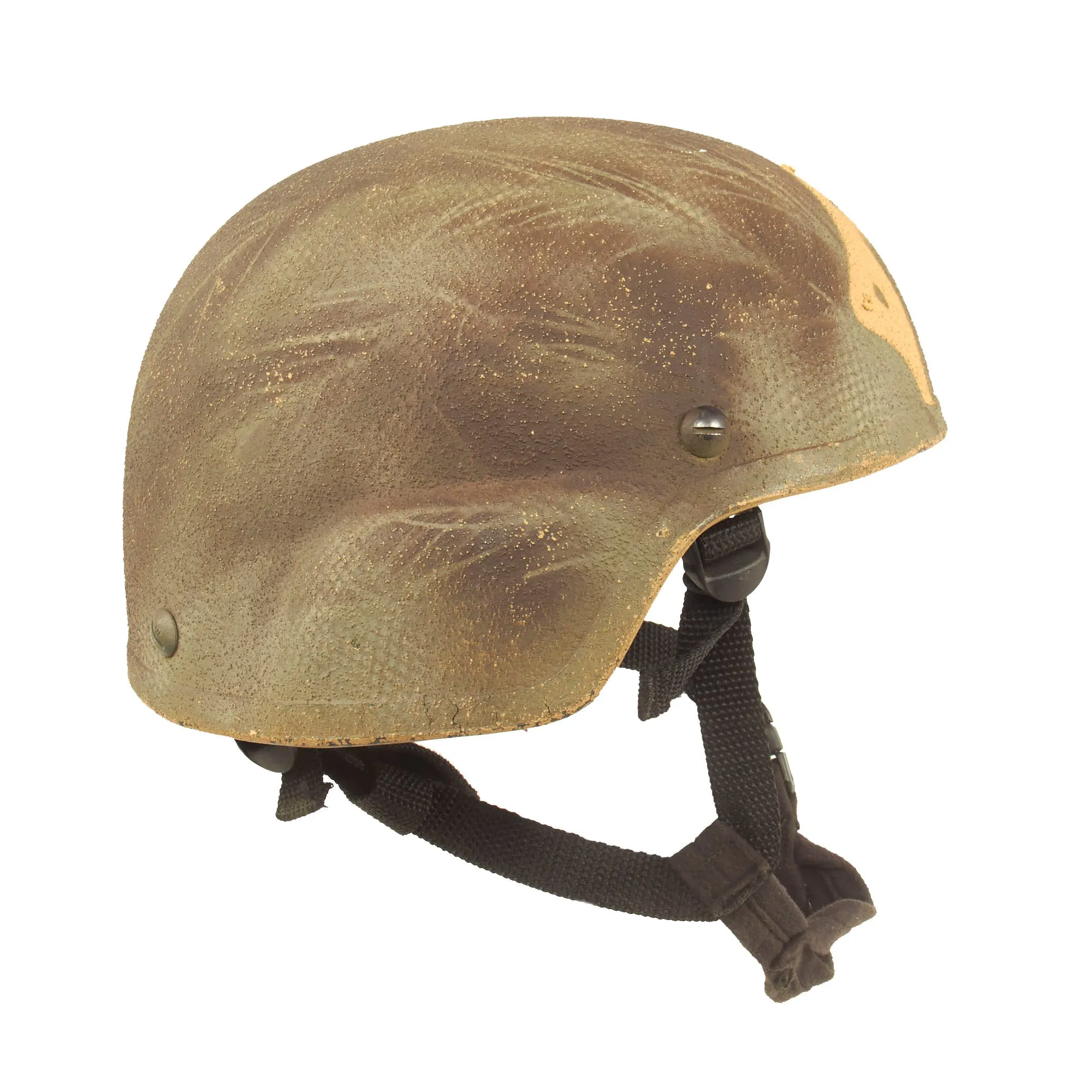 Original U.S. Global War on Terror Modular Integrated Communications Helmet (MICH) Complete With Mesh Laundry Bag Applied Paint, Chinstrap and Suspension System