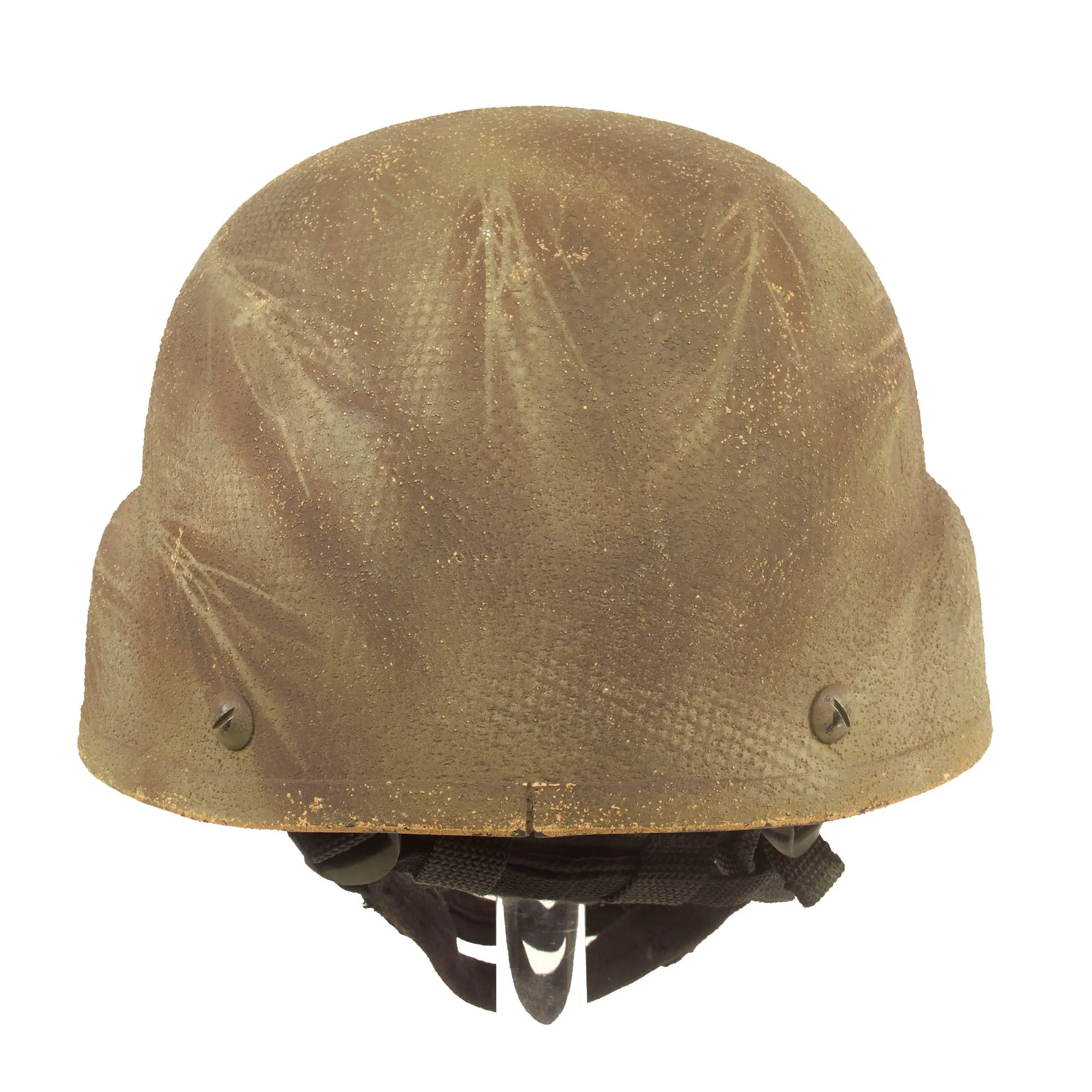 Original U.S. Global War on Terror Modular Integrated Communications Helmet (MICH) Complete With Mesh Laundry Bag Applied Paint, Chinstrap and Suspension System