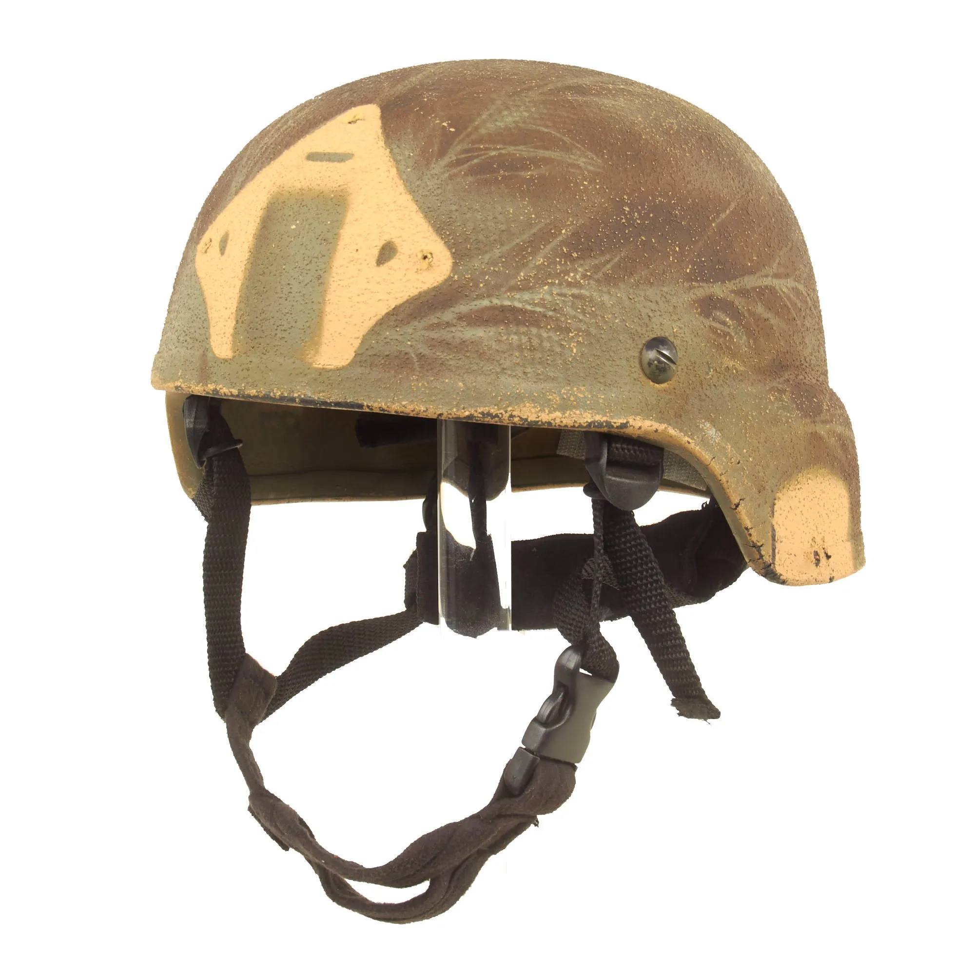 Original U.S. Global War on Terror Modular Integrated Communications Helmet (MICH) Complete With Mesh Laundry Bag Applied Paint, Chinstrap and Suspension System