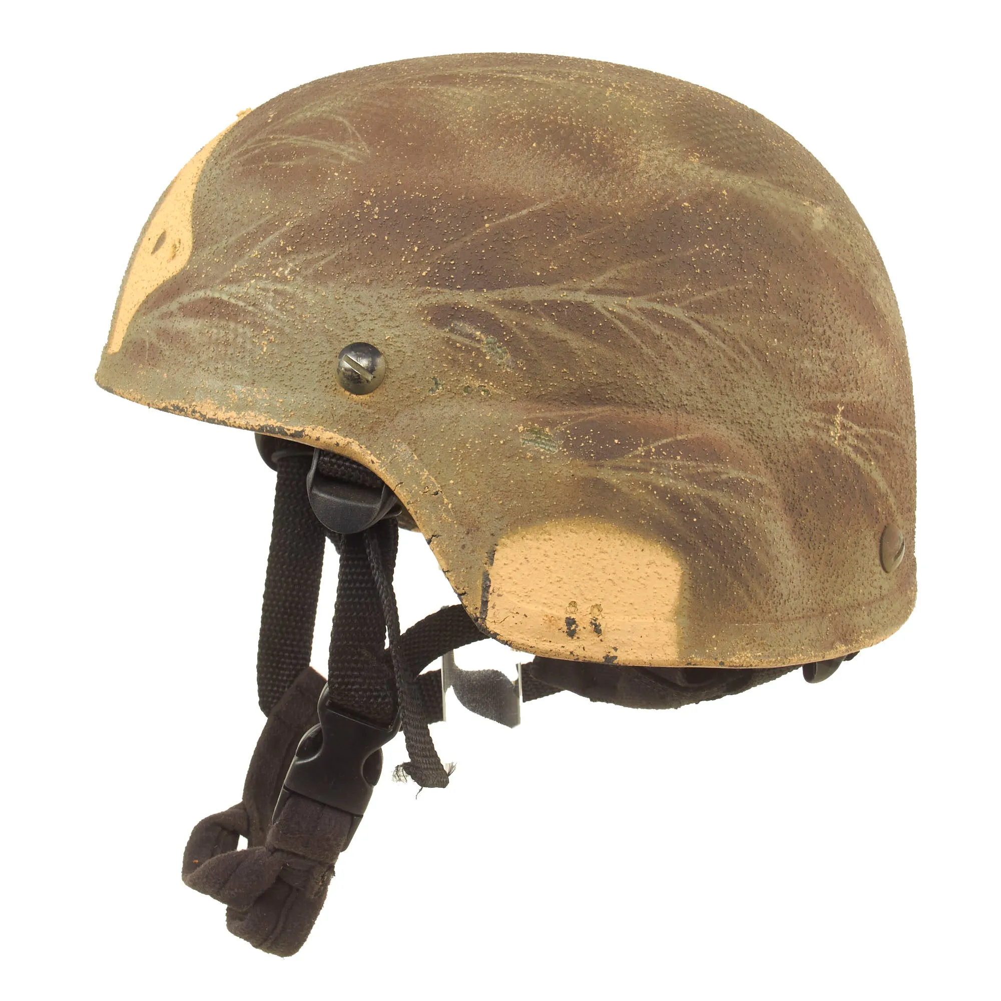 Original U.S. Global War on Terror Modular Integrated Communications Helmet (MICH) Complete With Mesh Laundry Bag Applied Paint, Chinstrap and Suspension System