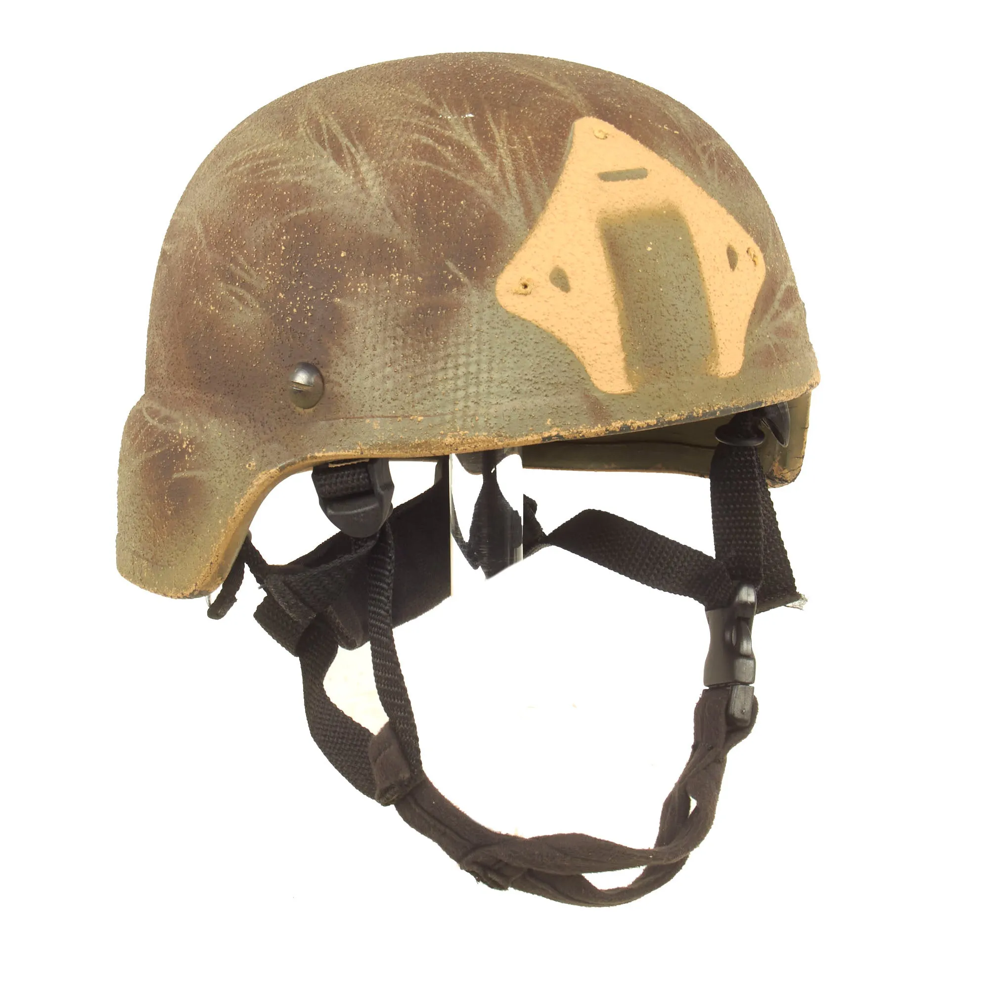 Original U.S. Global War on Terror Modular Integrated Communications Helmet (MICH) Complete With Mesh Laundry Bag Applied Paint, Chinstrap and Suspension System