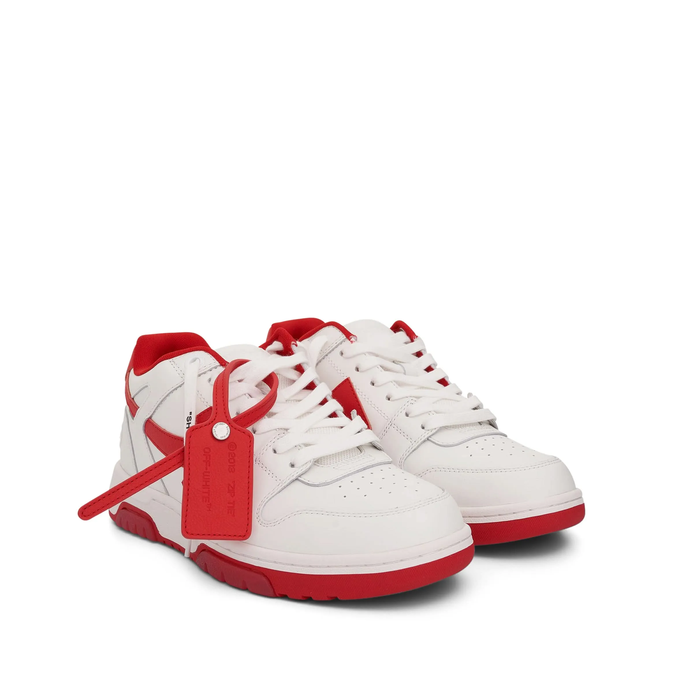 Out Of Office Leather Sneaker in White/Red