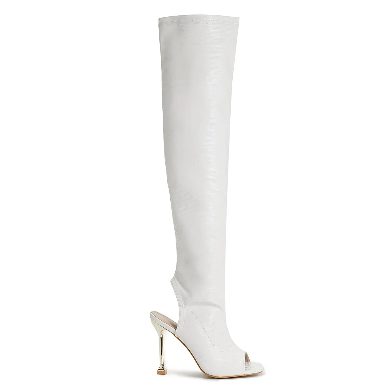 Peep Toe Over Knee Stiletto Heeled Boots