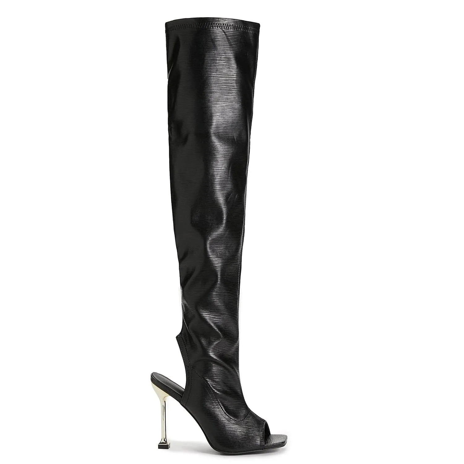 Peep Toe Over Knee Stiletto Heeled Boots