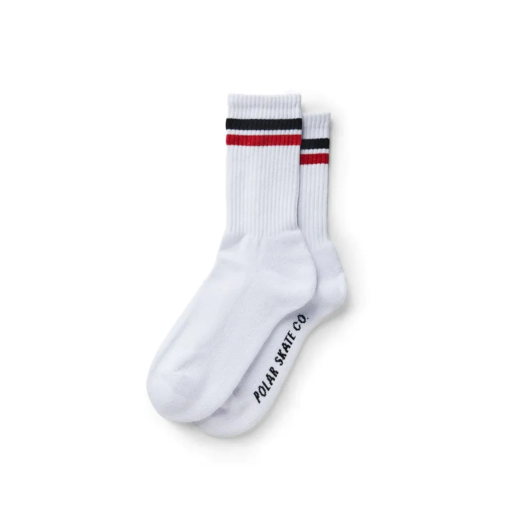 Polar Skate Co. Stripe Socks White/Red/Black