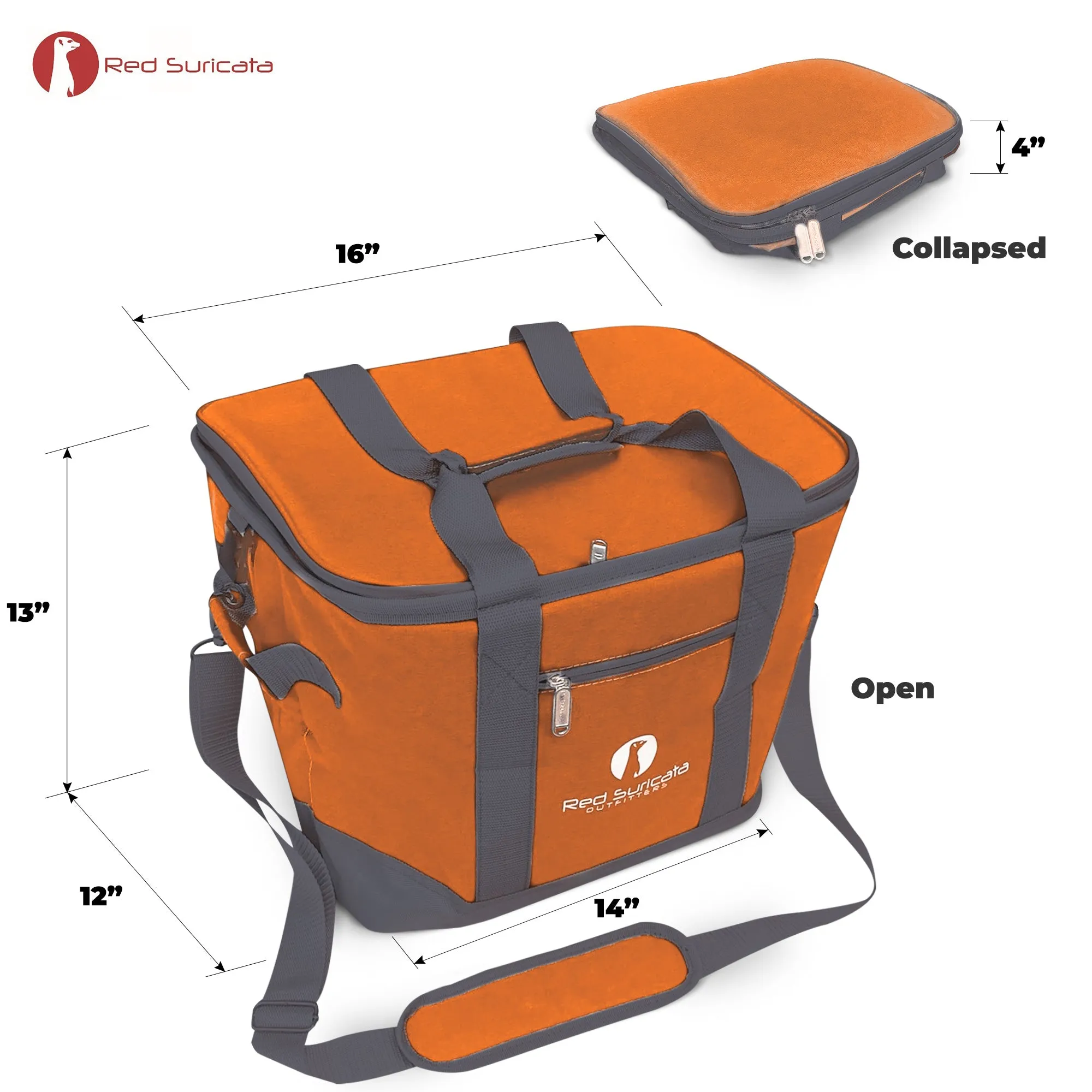 Red Suricata Heathered Orange/Grey Collapsible 45can 30L Cooler Bag