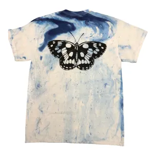 RELIEF BUTTERFLY MARBLE TIE DYE TEE BLUE