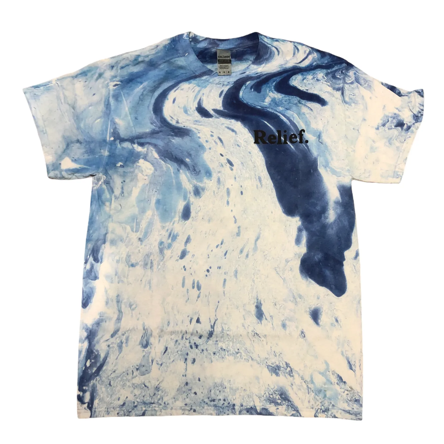 RELIEF BUTTERFLY MARBLE TIE DYE TEE BLUE