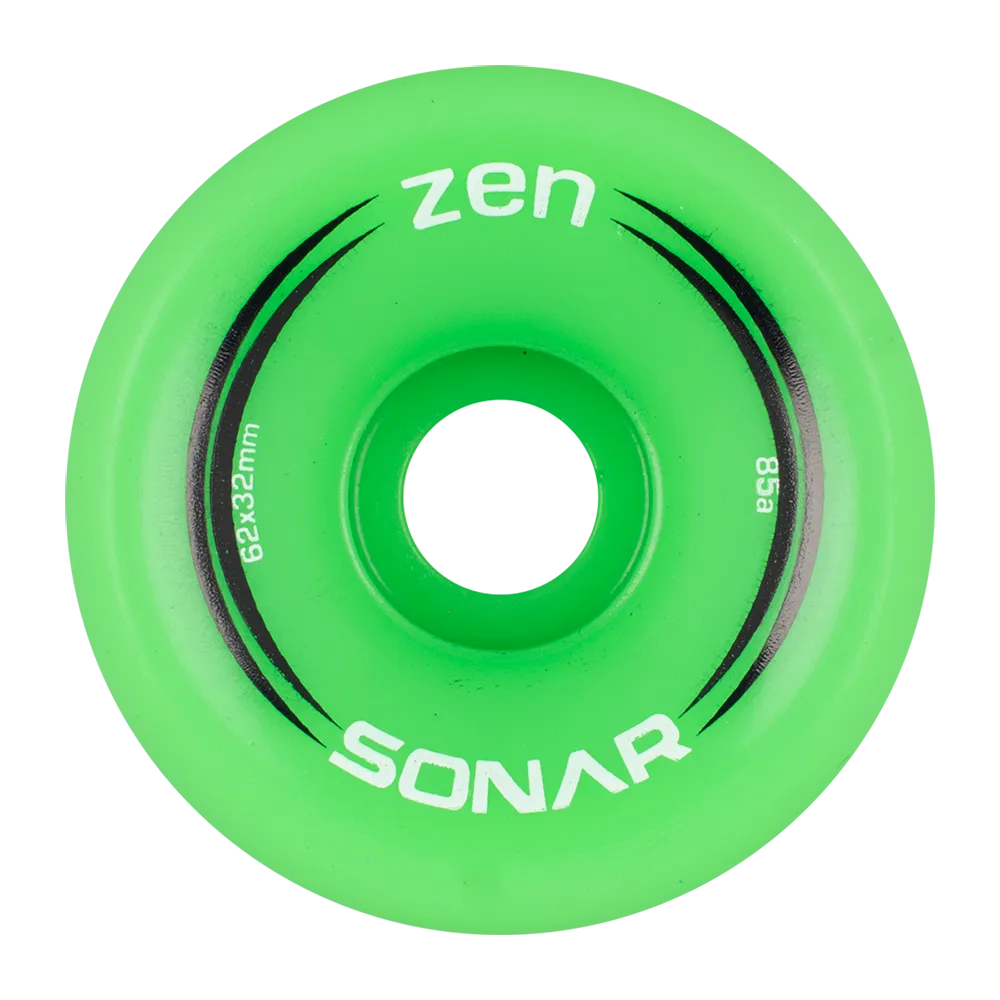 Riedell Sonar Zen 85a 62mm (Set of 4) Green Roller Skate Wheels