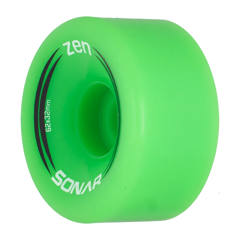 Riedell Sonar Zen 85a 62mm (Set of 4) Green Roller Skate Wheels