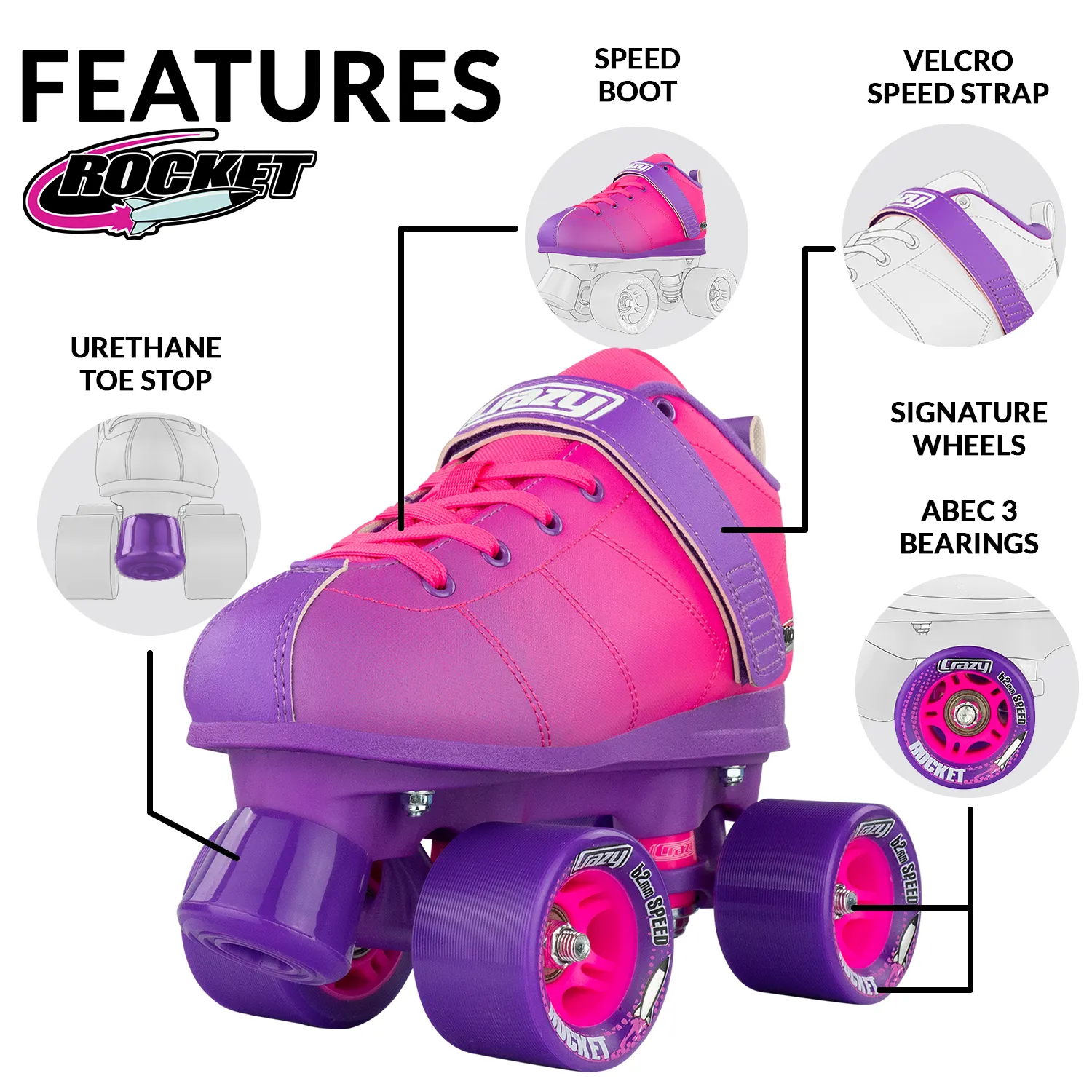 ROCKET Pink/Purple - Roller Skates