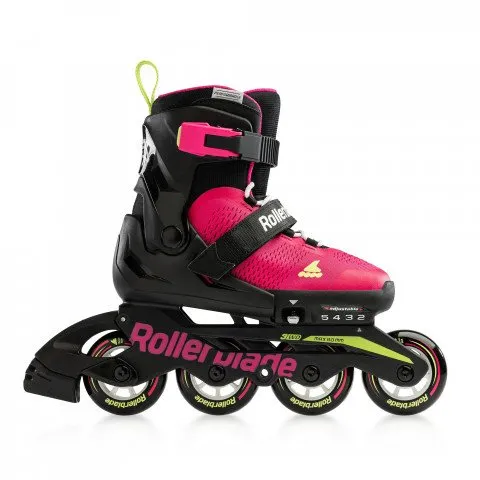 Rollerblade Microblade - Pink/Light Green - Adjustable Size Junior Skates - Size 2-5 Only - Sale