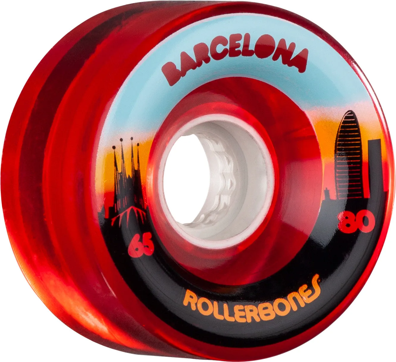 Rollerbones Outdoor Barcelona Wheel 65mm 80a - Red (Set of 8)