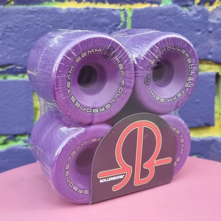 Rollerbones Team Logo Wheels Purple 98A, 101A - 8 pack