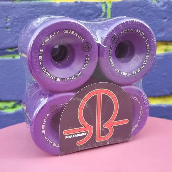 Rollerbones Team Logo Wheels Purple 98A, 101A - 8 pack