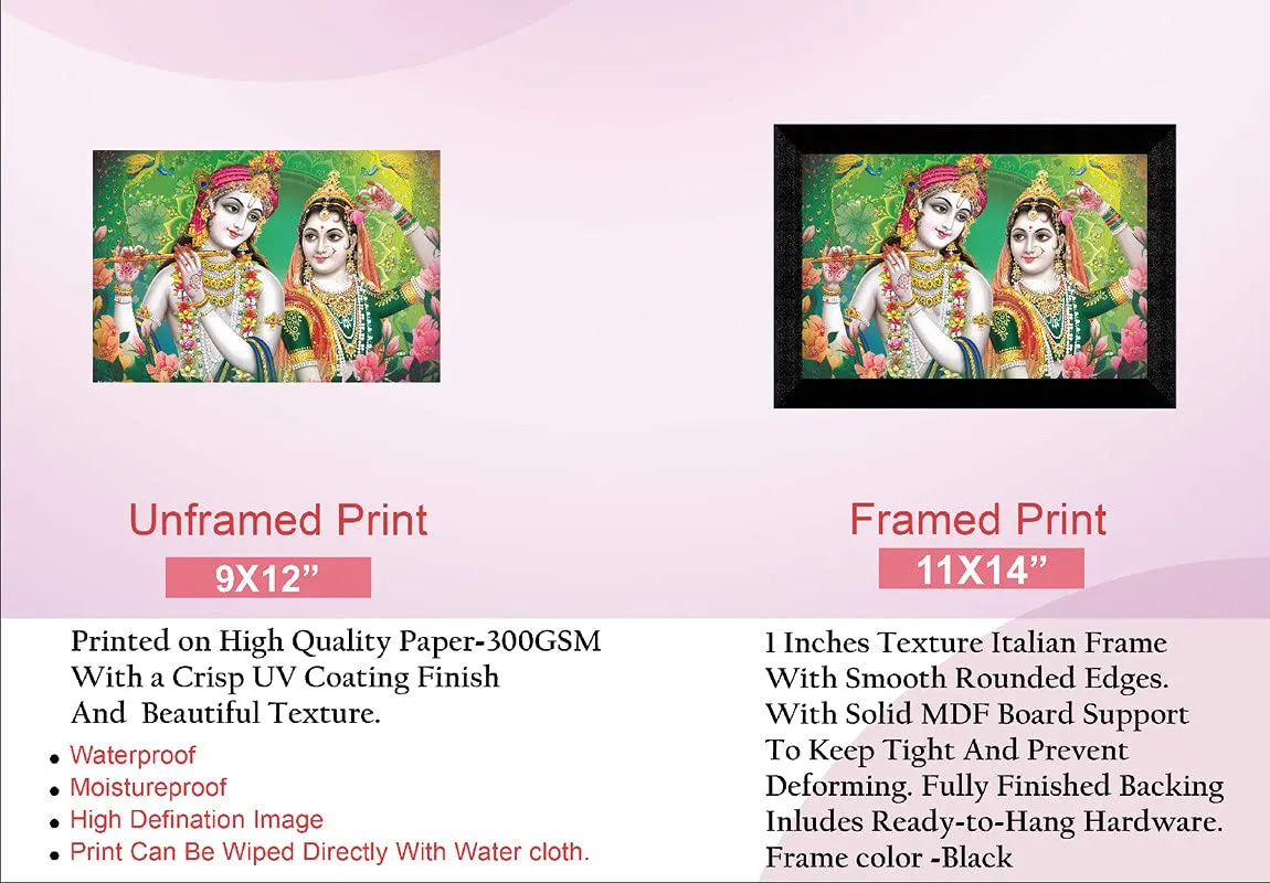 SAF paintings 'Radhey Krishna with Fluate Playing UV Textured Framed Painting 28 cms X 35.5 cms SANFK112