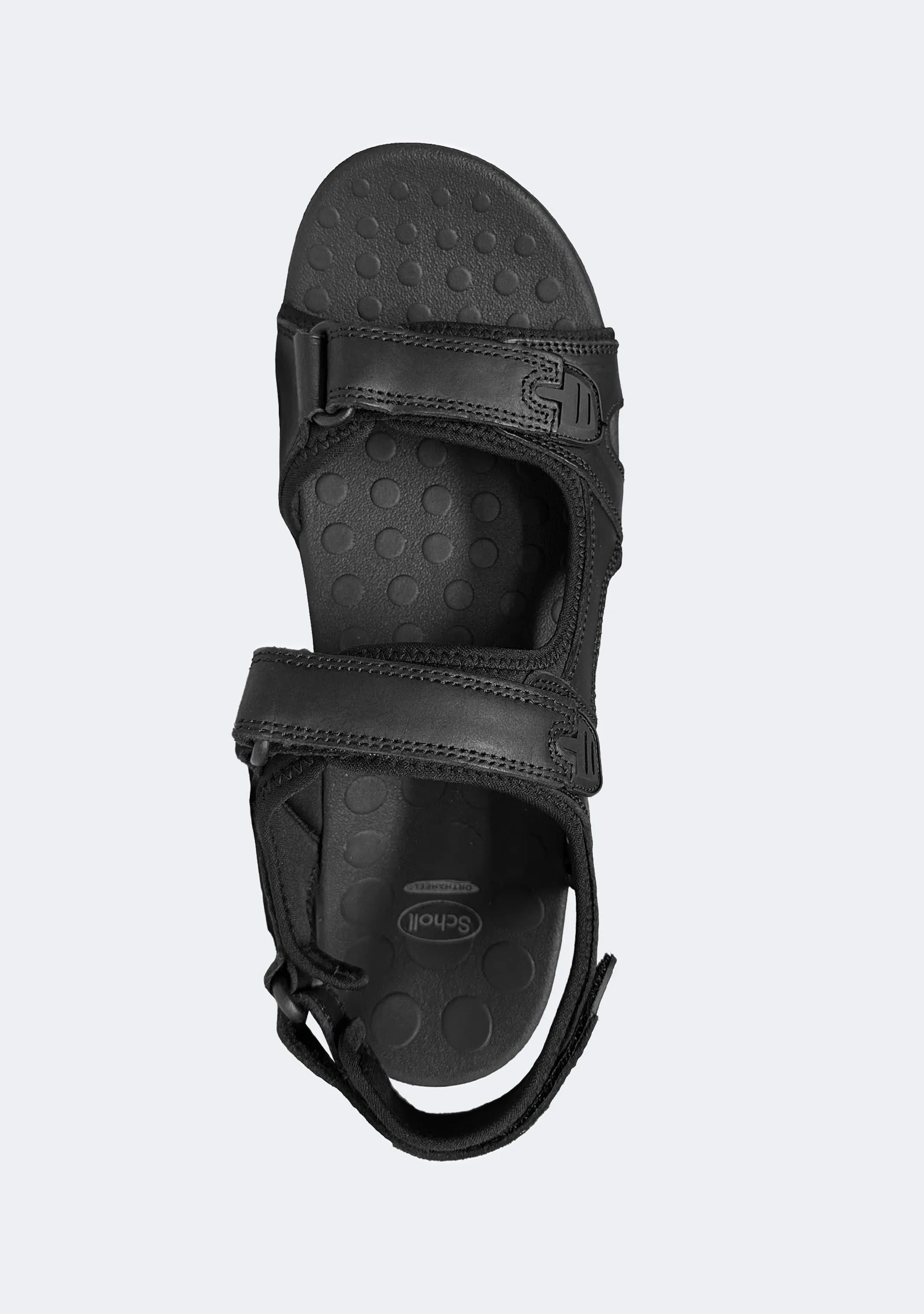 Scholl Men's Orthaheel Black Leather Back Strap Sandals