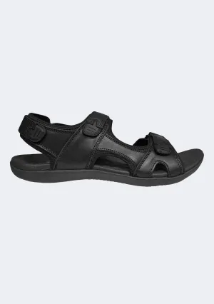 Scholl Men's Orthaheel Black Leather Back Strap Sandals