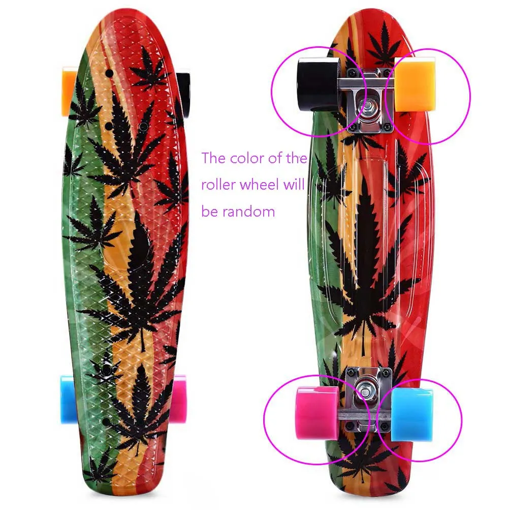 Skateboard 22 inch Graffiti Maple Printing Leaf Retro penny board