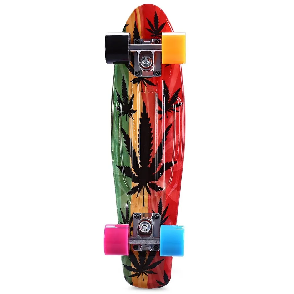 Skateboard 22 inch Graffiti Maple Printing Leaf Retro penny board