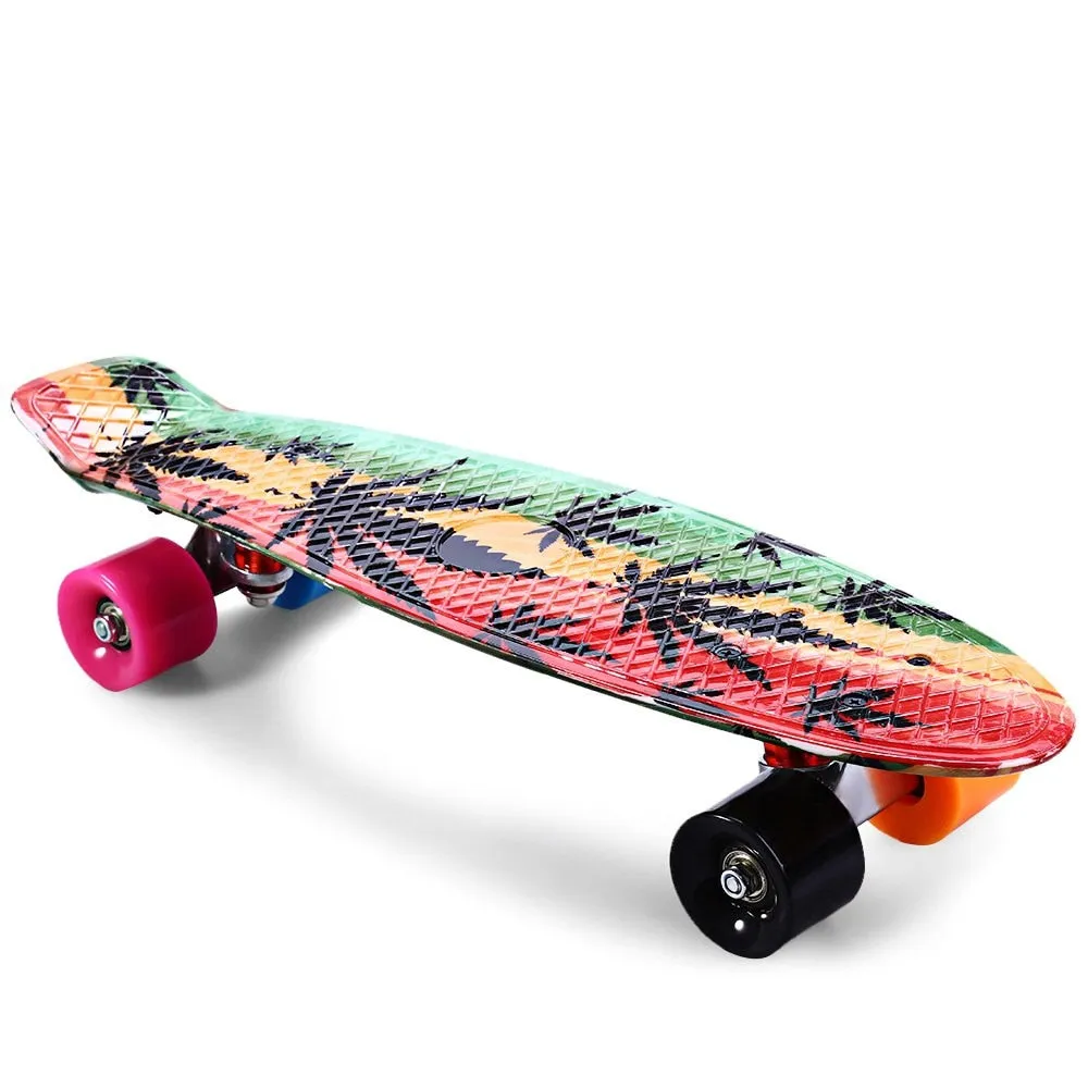 Skateboard 22 inch Graffiti Maple Printing Leaf Retro penny board