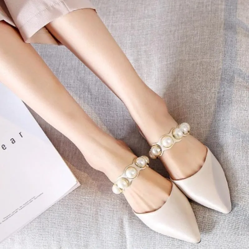 Sophisticated Pointed Toe Pearl Slides