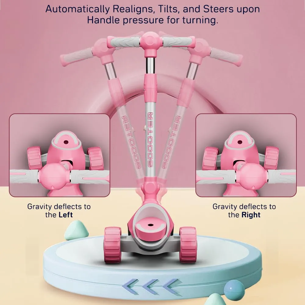 StarAndDaisy Scooter for Kids 3-12 Year Boys & Girls / 3 Wheel Skate Scooter with PU Led Wheels, 4 Gear Hight Adjustment, Foldable Design to Easy Store, Up to 70 Kg Weight Support.