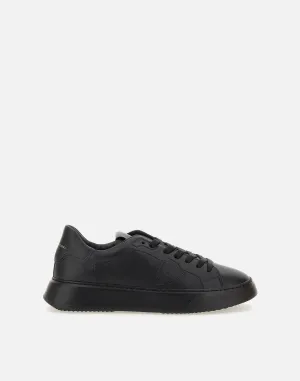 Temple Low Black Leather Sneakers