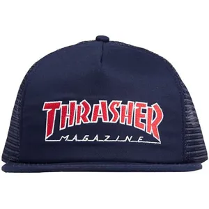 Thrasher Skateboard Magazine Embroidered Outlined Mesh Navy Hat