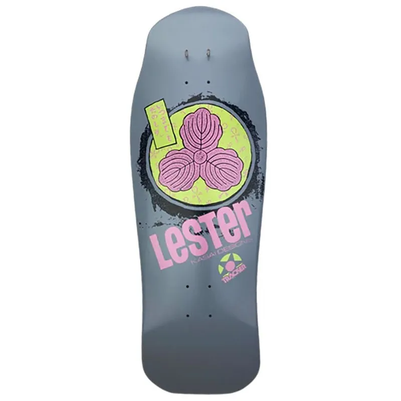 Tracker 10 3/8" x 30.5" Grey Dip Lester Kasai Oak Leaf Modern Concave Skateboard Deck