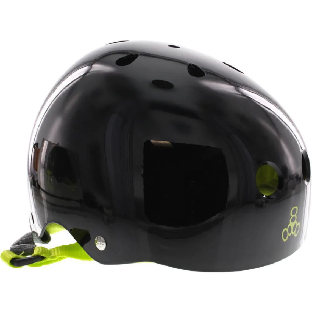 Triple 8 Sweatsaver Black Gloss Green Skate Helmet