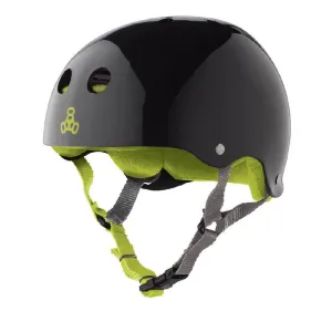 Triple 8 Sweatsaver Black Gloss Green Skate Helmet